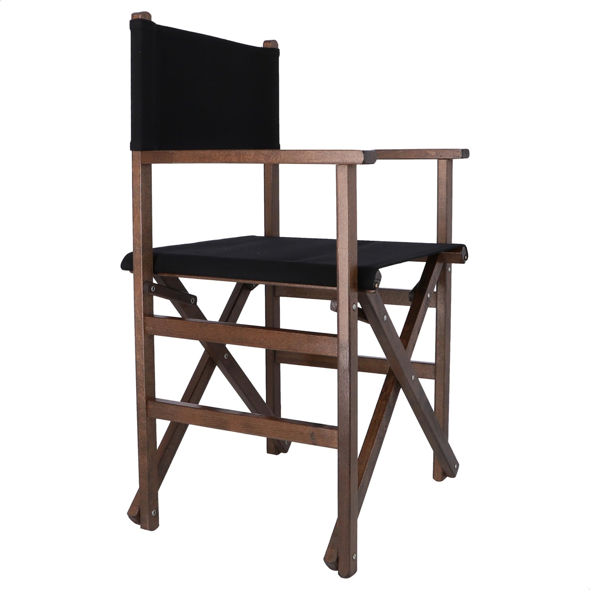 Silla de Director de Madera Nogal con Lona de Color Negra