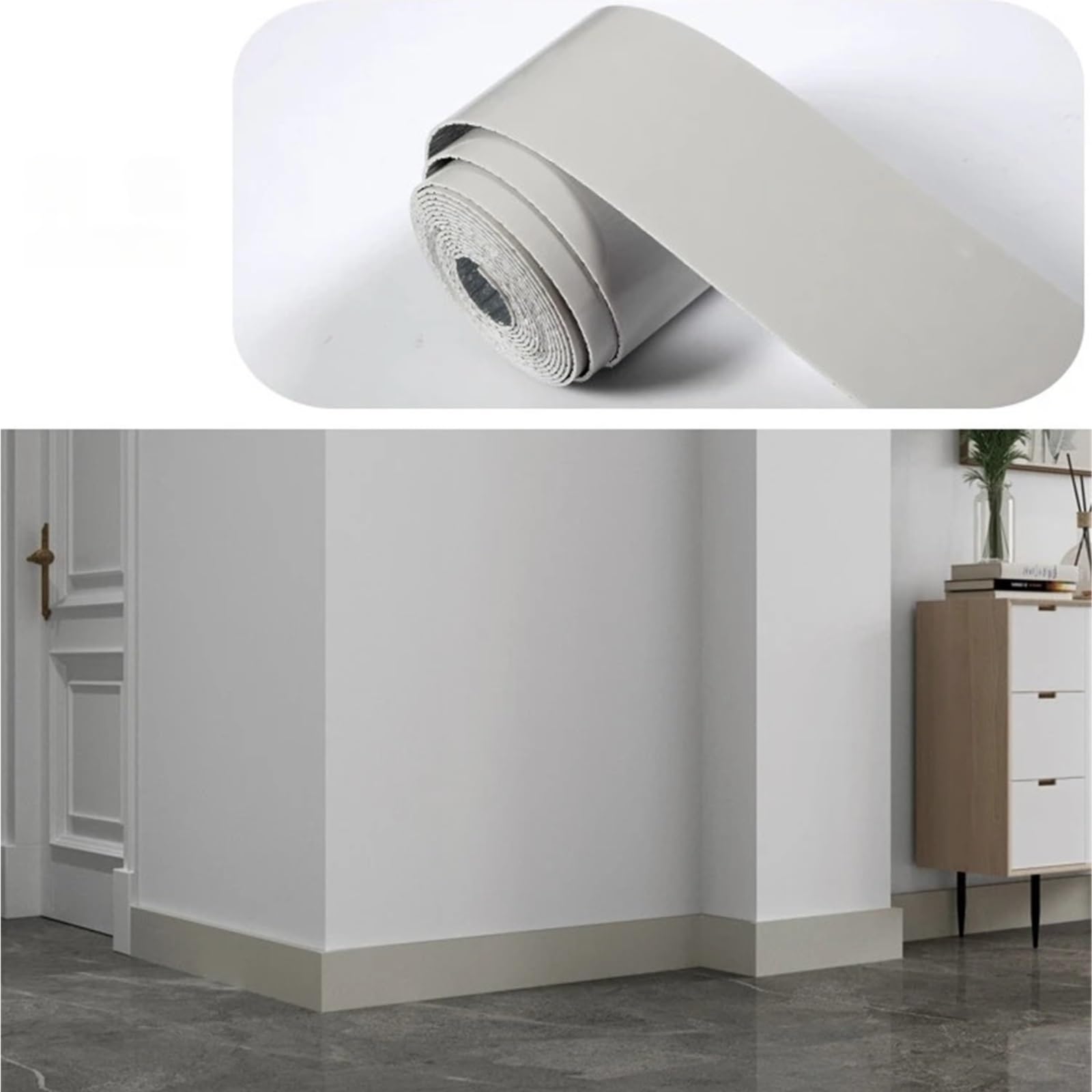 XCTDSVAH Wallpaper Border 1PC 5m Marble Self-Adhesive Floor Stickers for Living Room Skirting Line Waterproof Waist(Grey)