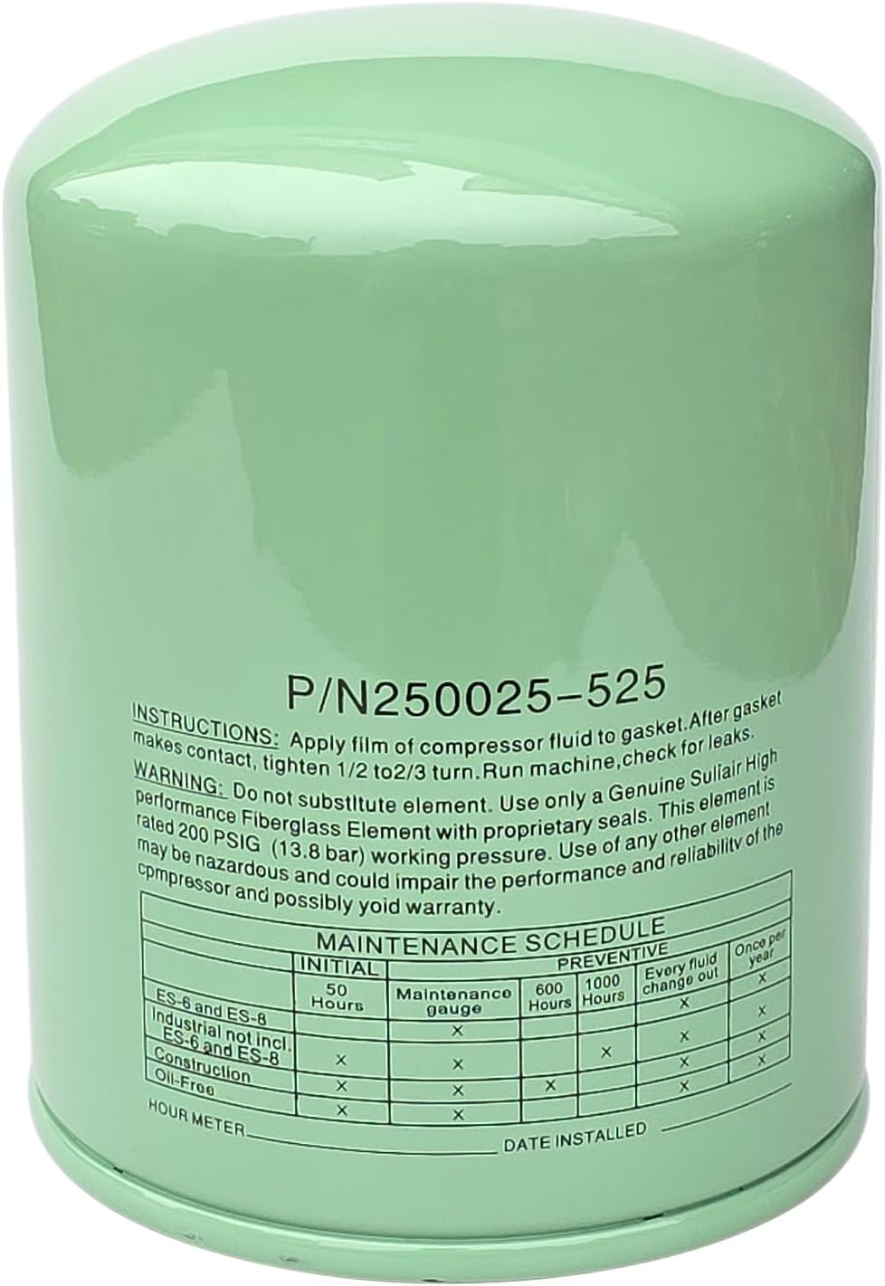 250025-525 Oil Filter Compatible with Screw Air Compressor, Replacement Parts SH76955 P176324 HF35008