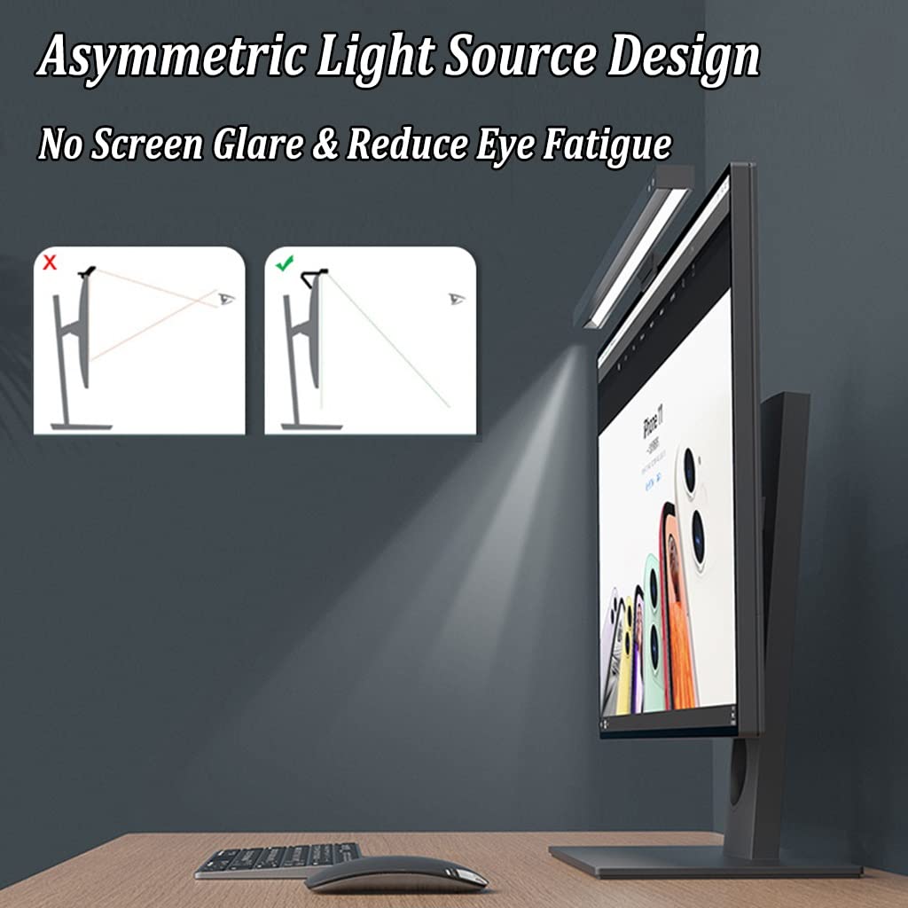 2pcs Luz del Monitor de Computadora, Luz de Barra de Pantalla LED, Lámpara de Trabajo de Lectura Electrónica con Atenuación Continua, Sin Deslumbramiento en la Pantalla, Lámpara de Oficina en Casa