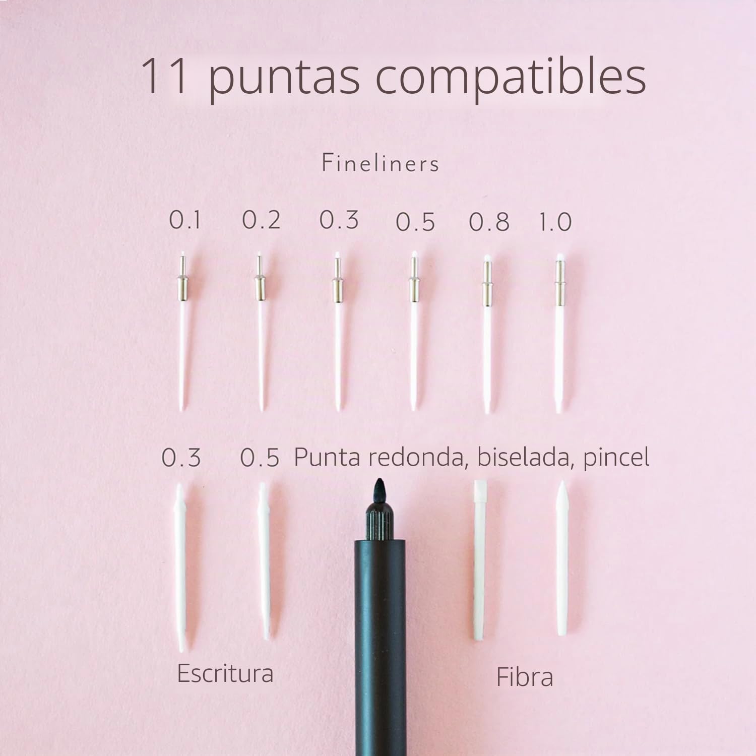 Tom's Studio Lumos Pro Duo Tip (negro mate) | Fineliner recargable, bolígrafo de escritura y pincel | Viene con 11 puntas, muestra de tinta negra profunda de 3 ml y 2 tanques de tinta