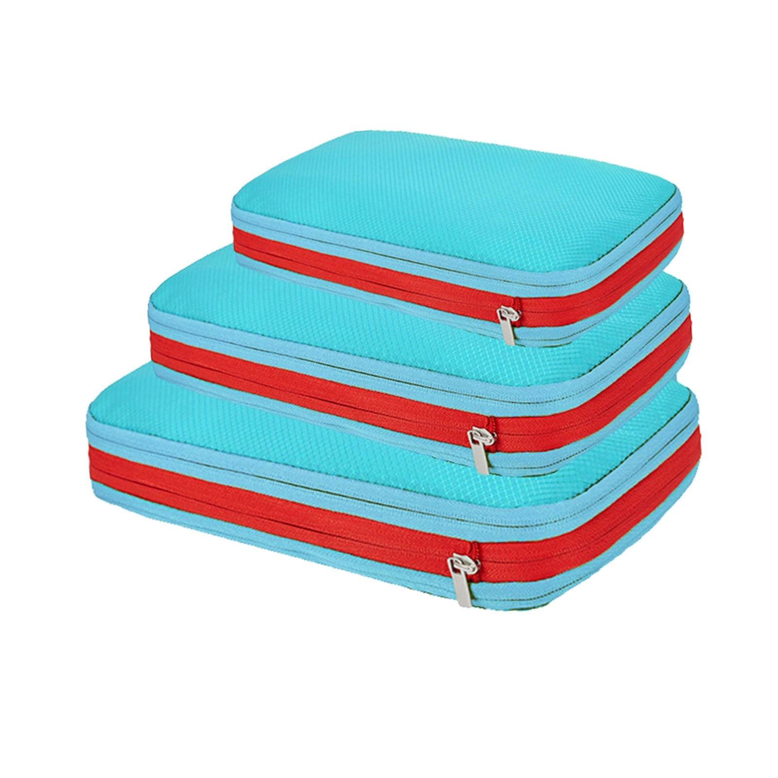3Pcs Compression Packing Cubes Expandable Reusable for Hiking Travel Camping Light Blue-image-33