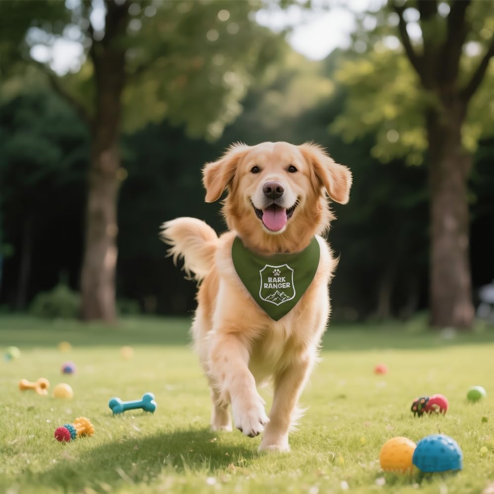 Bandana Bark Ranger vert pour chien, écharpe amusante pour chiot, accessoire photo pour aventure en plein air, randonnée, camping, montagne, bandana amusant pour chiot pour les amoureux des