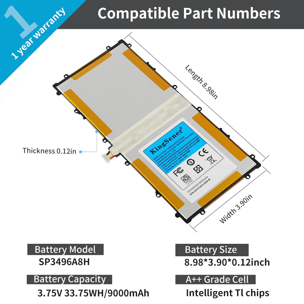 KingSener SP3496A8H Battery for Samsung Google Nexus 10 N10 P8110 HA32ARB GT-P8110 Tablet Battery Samsung Nexus 10 16GB/32GB 3.75V 9000MAH