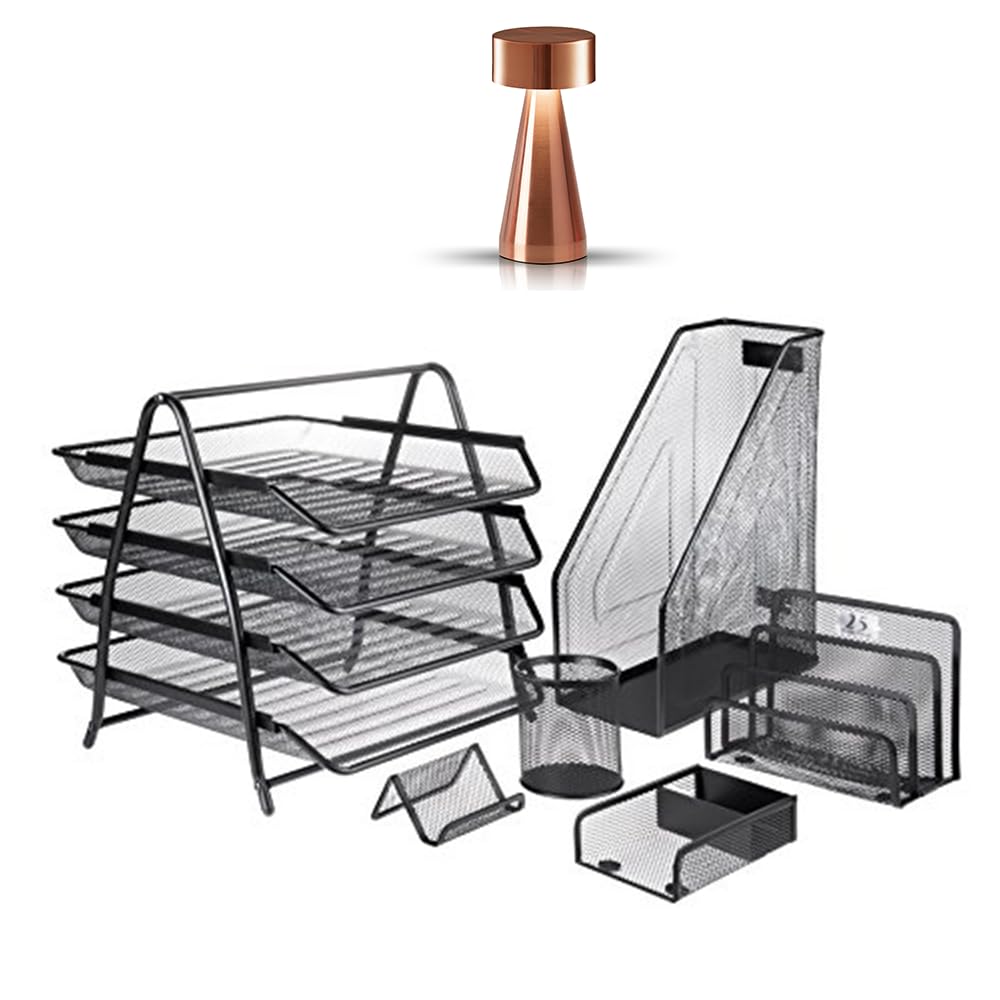 Portable Metal LED Lamp, Cordless Metal Lamp,Desk Accessories Organizer Set - 6 Pieces,Decoration Lamp, Bedside Lamp