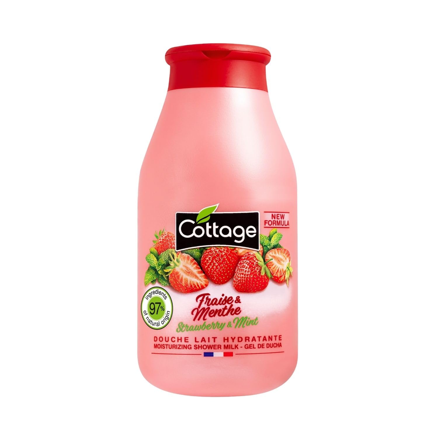 Cottage Hydrating & Moisturising Body Wash - Strawberry and Mint, 250ml | 97% Natural Ingredients & Glycerin | Paraben-Free, pH-Balanced, Dermatologically Tested | Shower Milk For All Skin Types
