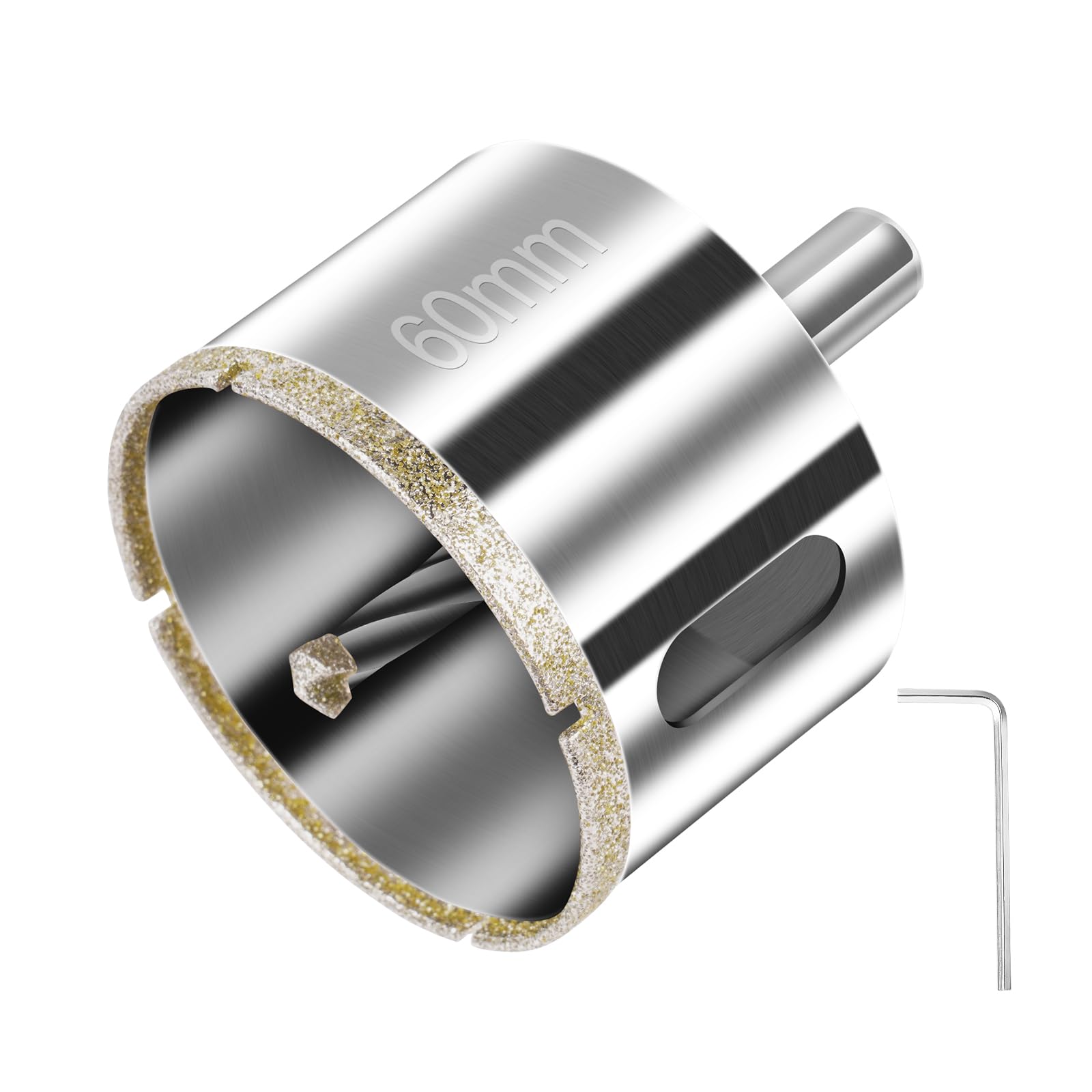 Flintronic Diamantbohrer, Diamant Lochsäge, 60mm Lochsäge mit Zentrierbohrer, Glasbohrer mit Diamant-Beschichtung Kohlenstoffstahl, Bohrkron Fliesenbohrer für Glas/Fliese/keramisches/Marmor/Kalkstein