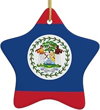 Belize Flag Christmas Ceramic Star Pendants, Suitable for Shopping malls, Homes and Other Christmas Places.