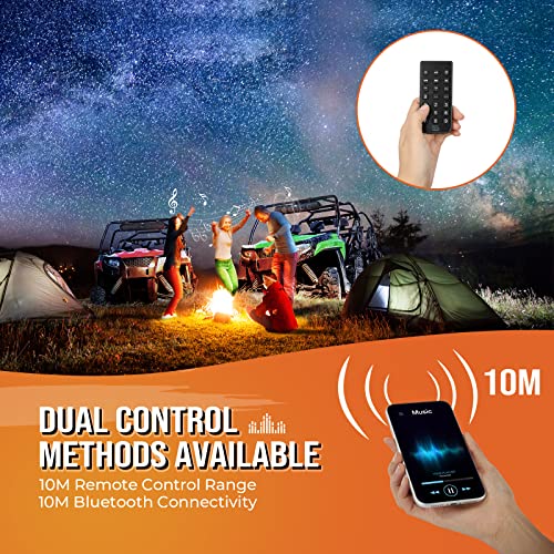 Kemimoto Utv Soundbar Sxs Sound Bar X3 Speaker- 28 Inches Wide, Ipx5 Waterproof, Bluetooth Compatible, Amplified, Usb, Aux Input, 4X Speakers, 2X Tweeters Adapt To 1.56"-2.25" Roll Bar #TOP3