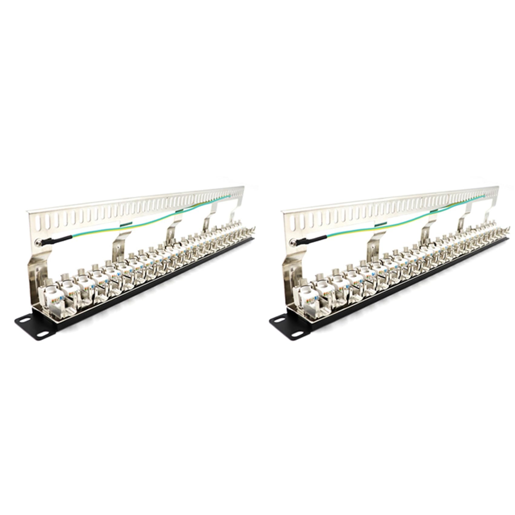 2X Panneau de Brassage Cat7 24Port CAT7 / CAT6A Panneau de Brassage Entièrement Blindé, INCL. Adaptateur Blindé 24X Cat7 1U 19 Pouces