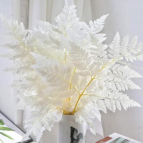 Helechos verdes reales preservados blancos puntas de helechos verdes secos tallos guirnaldas de boda decoraciones del hogar ramos arreglos florales