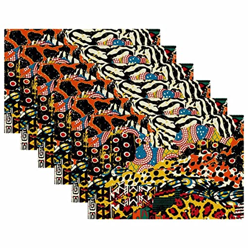 Sets de table faune africaine lot de 6 pour dîner exotique