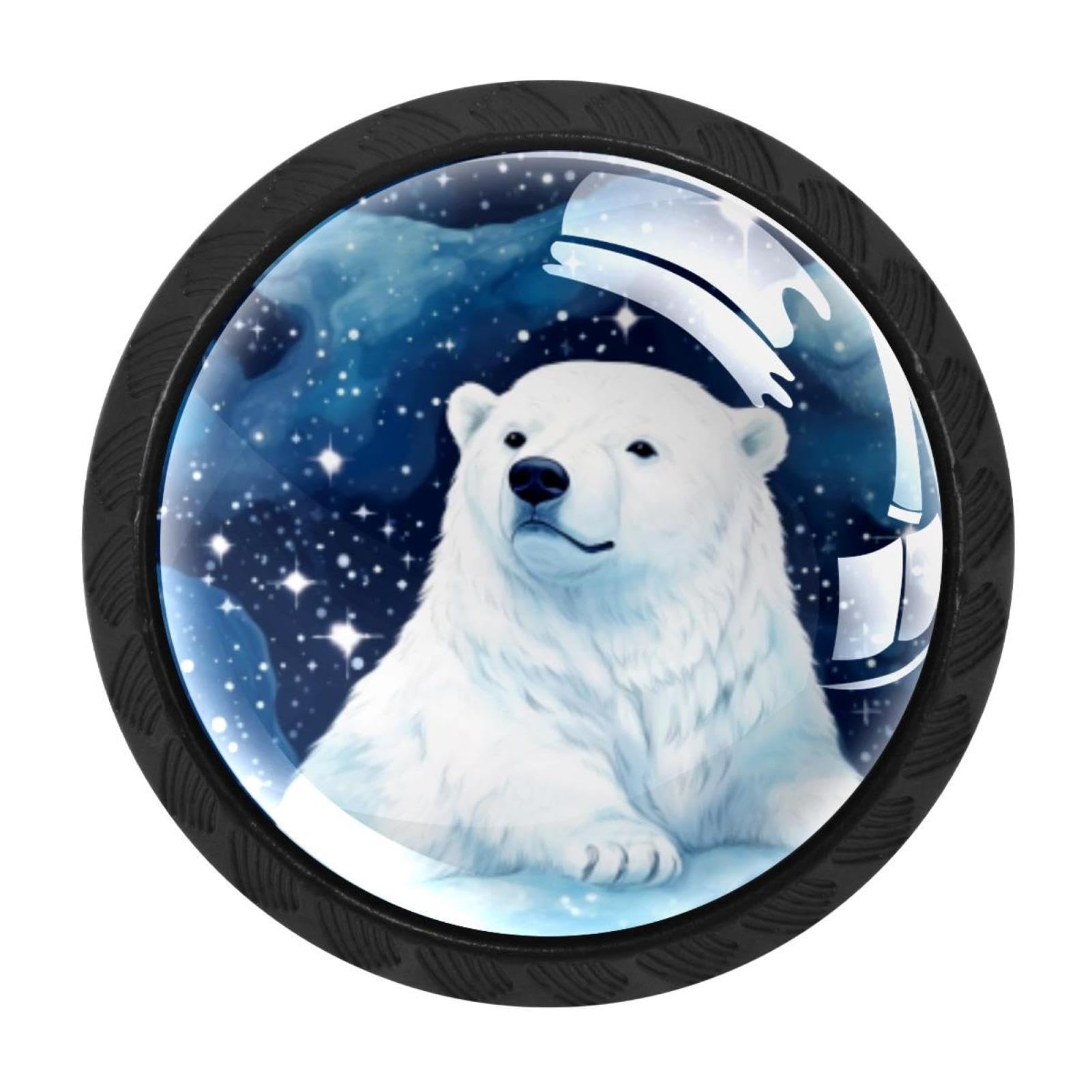 CHENZZZZ Starry Polar Bear Drawer Knobs Pull Handle Crystal Glass Circle Shape Cabinet Drawer Pulls Cupboard Knobs with Screws for Kitchen Cupboard Dresser Wardrobe etc