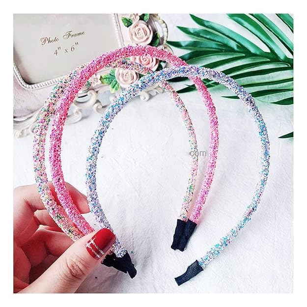 Image of Truvic Glitter Hair Sparkle Skinny Headband Multicolor HairBand Stylish Hair Accessories for Baby Girls (Pack of 6)