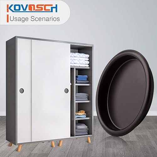 Miniatura 5 de KOVOSCH Paquete de 14 tiradores de dedo para puerta de armario, bronce aceitado, 2-18 pulgadas, tirador de puerta corrediza redonda, fácil