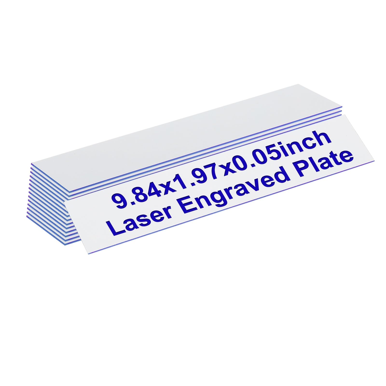 PATIKIL Blank Name Plates, 9.84x1.97" Engraved Name Plates Name Plate Personalized Custom Door Signs Desk Tags for Office Classroom, White with Blue Letter, 15 Pcs