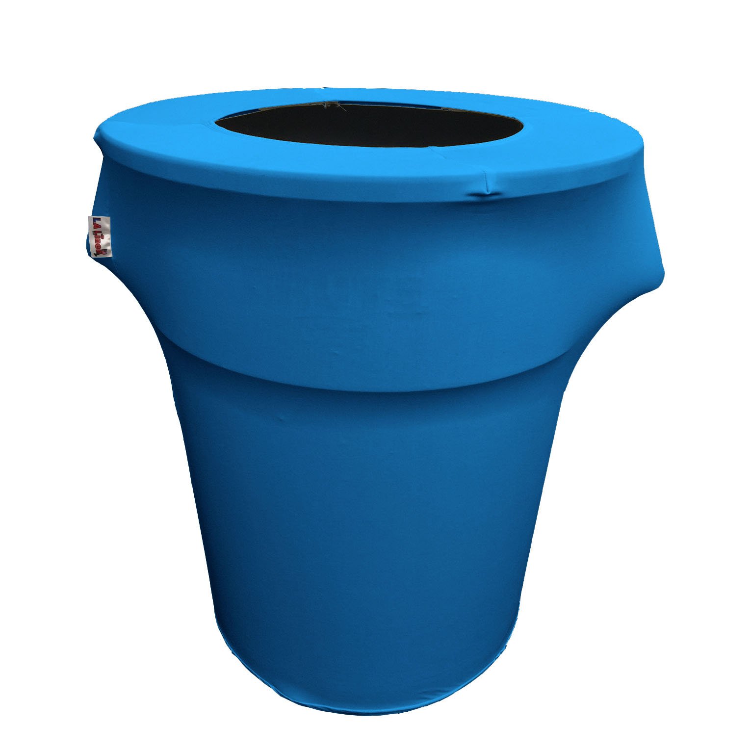 LA Linen Stretch Spandex Fitted Trash Can Cover 55-Gallon Round, Bin Waste Container Cover, Outdoor Indoor Patio Backyard Decor, Turquoise