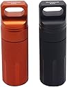 HRX Package Outdoor Waterproof EDC Survival Container Capsule, Airtight Aluminum Pill Bottle Match Seal Storage Case Camping Essentials Emergency Tool (2PCS)