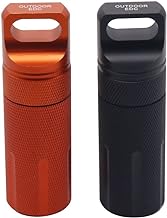 HRX Package Outdoor Waterproof EDC Survival Container Capsule, Airtight Aluminum Pill Bottle Match Seal Storage Case Camping Essentials Emergency Tool (2PCS)