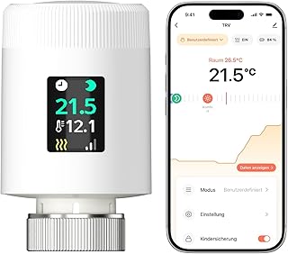 WLAN Heizkörperthermostat TRV901W – Smart Heizungsthermostat mit App & Alexa, Thermostat Heizung ohne Gateway, kompatibel mit Google Home