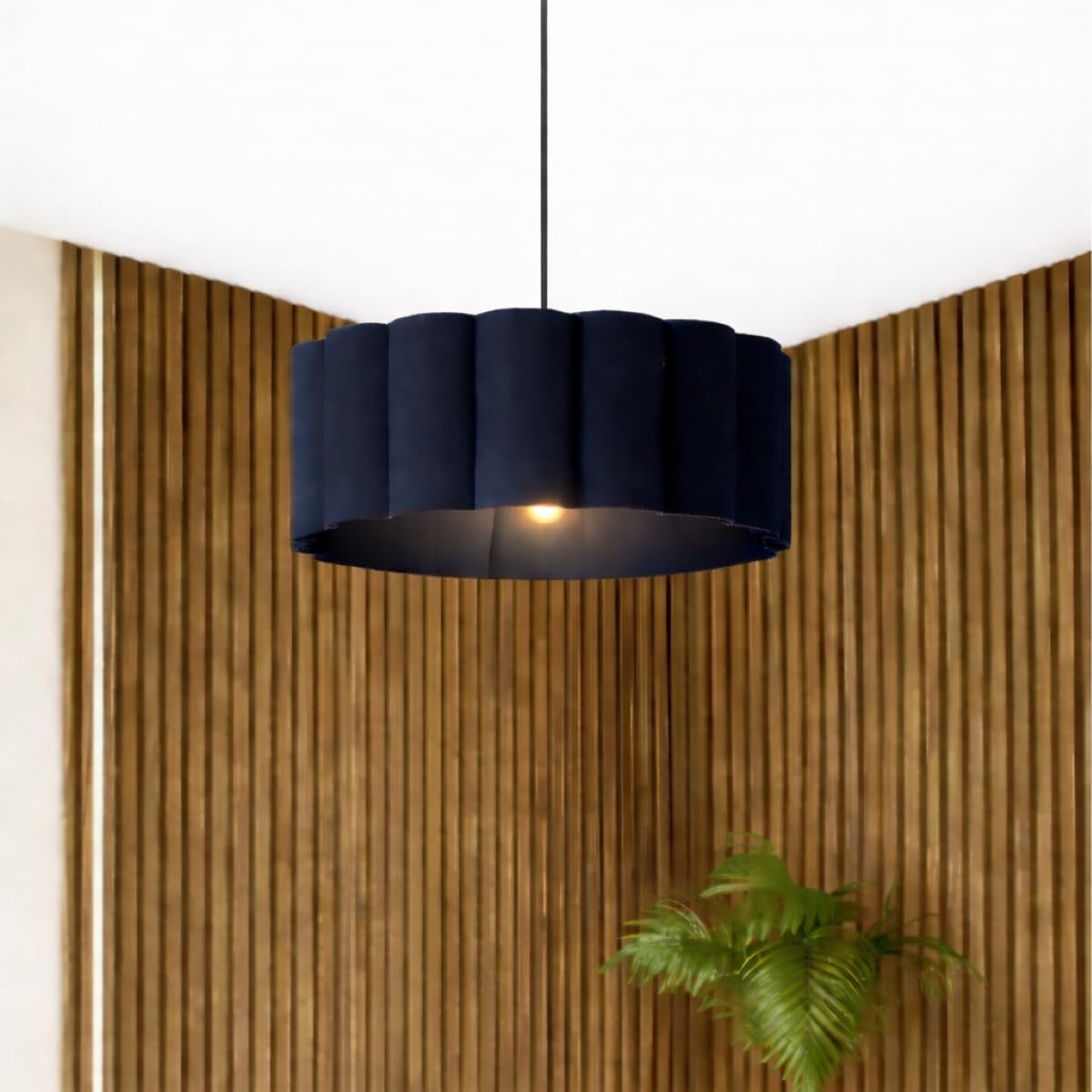 CGC Lighting Cgc Maria Scalloped Navy Drum Lampshade Large 48Cm from B&Q