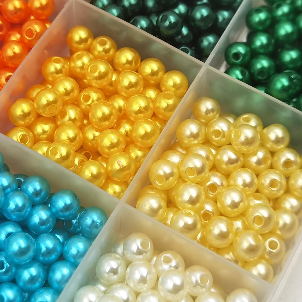 INSPIRELLE 1800 Pieces 6mm Pearl Beads 30 Colors Plastic Spacers Beads for Jewelry Making and Crafting