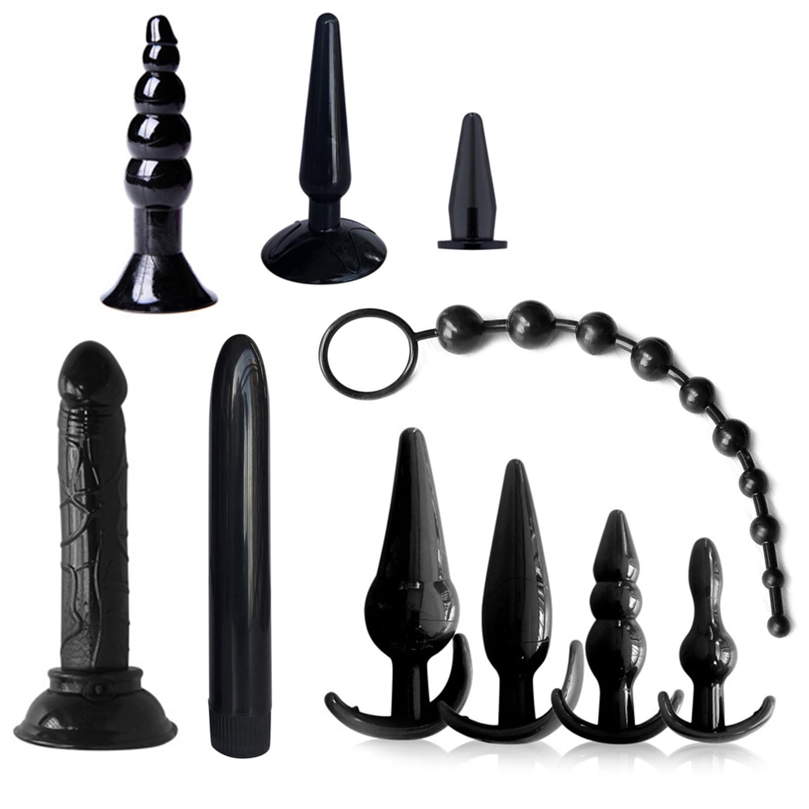 Kits de Bondage 21 PCS,Kit avec 10 Gode Plug Anal & Menottes Sex Lit Collier Cravache Sexy,Set Accessoires Sex Toys Anals Godemichets toýs Couple.