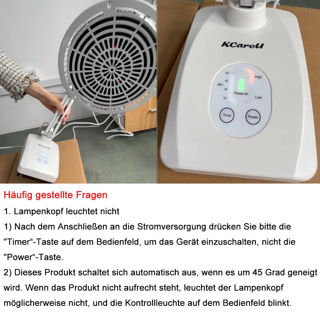 300 Watt Rotlichtlampe Wärmelampe, Infrarotlampe Mit Timer, Einstellbarer Winkel und Leistung, TDP Rotlichtlampe Warmelamp zur Linderung von Verspannungen in Rücken, Schultern, Knien und Nacken