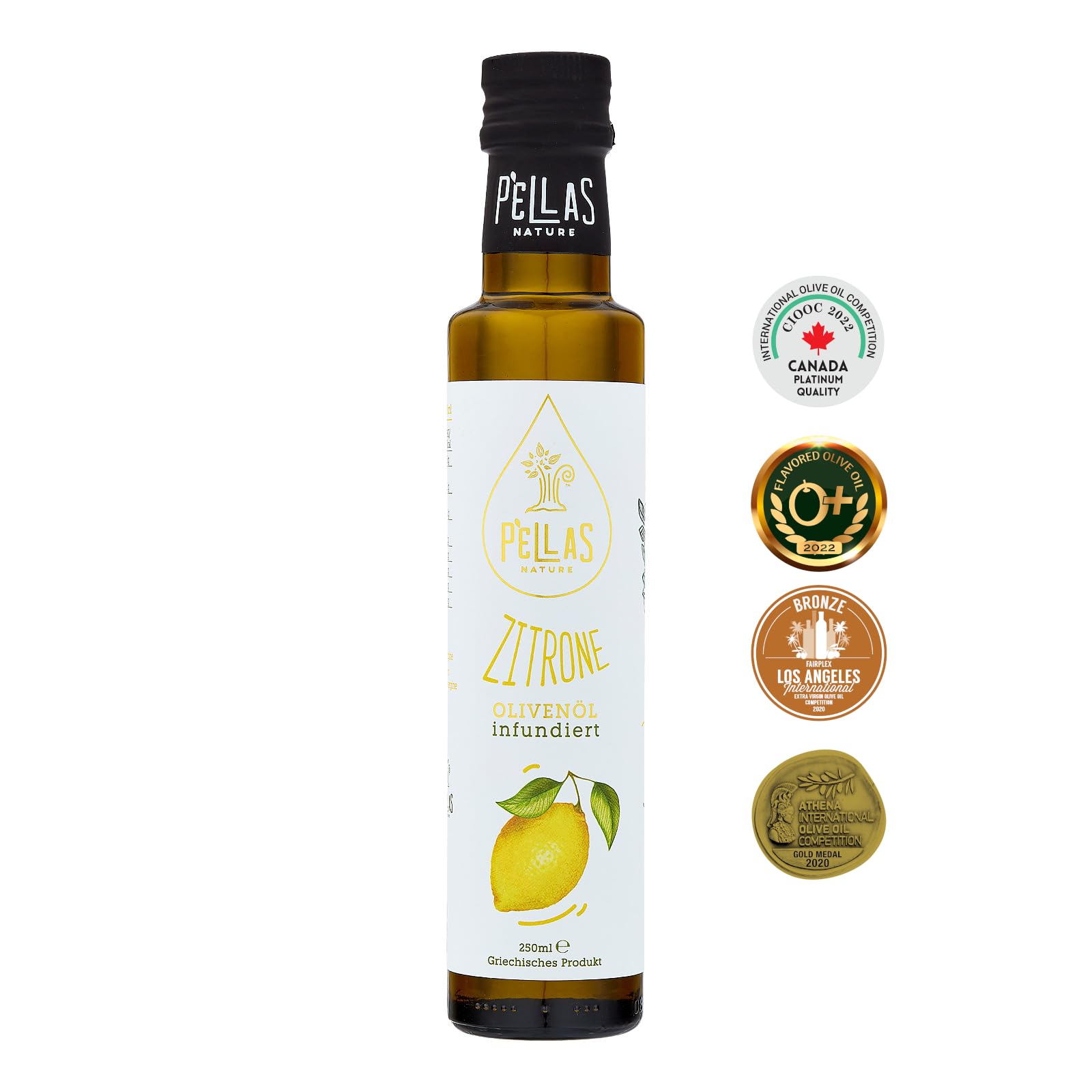 Pellas Nature Huile d'Olive Extra Vierge au Citron - Huile d'Olive Pressée à Froid, Produit Primé de Grèce, OK-Kosher, Sans Additifs, Bouteille de 250ml - 4