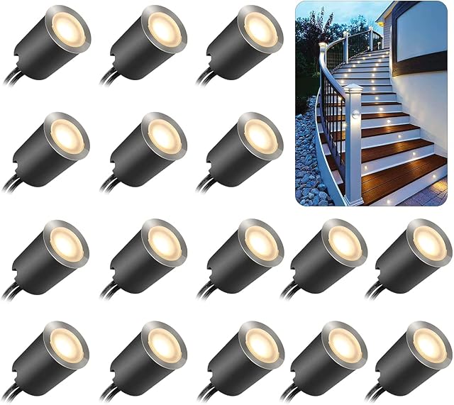 Kits de lumières LED encastrées SMY Lighting avec coque de protection φ32mm, éclairage paysager LED extérieur encastré étanche IP67, 12V basse tension pour jardin, cour, escalier, patio, sol, décoration de cuisine
