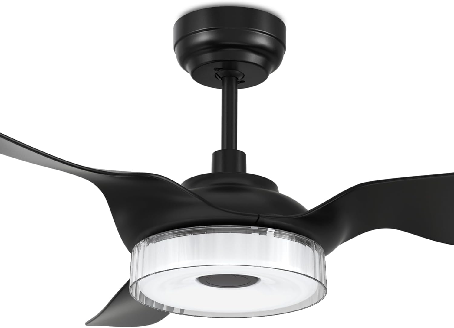 SMAFAN 52" Smart Ceiling Fan with Light and Remote, 10 Speeds Reversible Silent DC Motor Indoor Outdoor Ceiling Fan, 3 Light Colors Dimmable, Compatible with Alexa, Siri & Google Home, Black