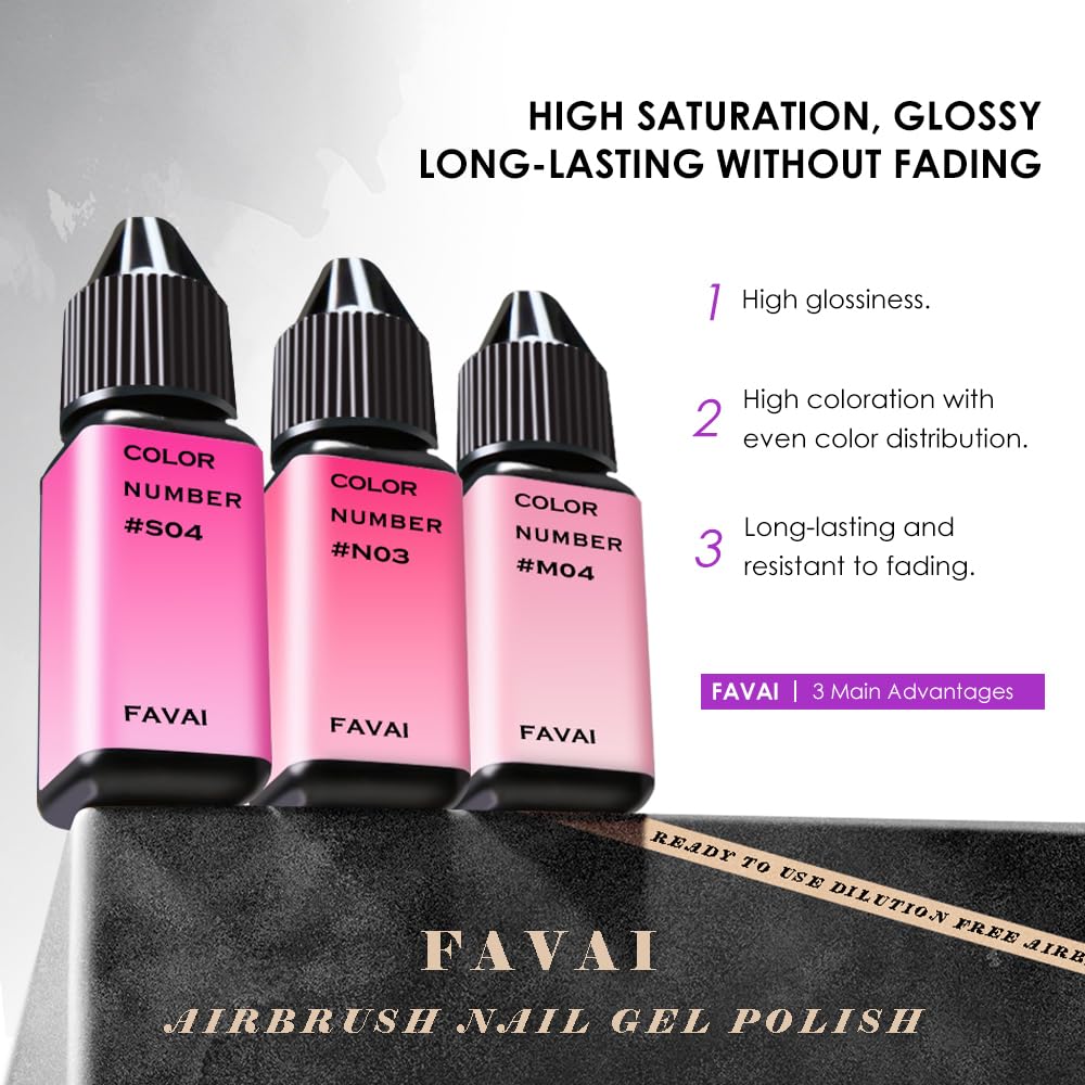 FAVAI 24 Farben UV Gel Nagellack Airbrush – Babyboomer Nägel, French Maniküre, Ombré Effekt, Airbrush Gel für Nägel, Nagel Deko – HOT-24 Kollektion 24X10ml