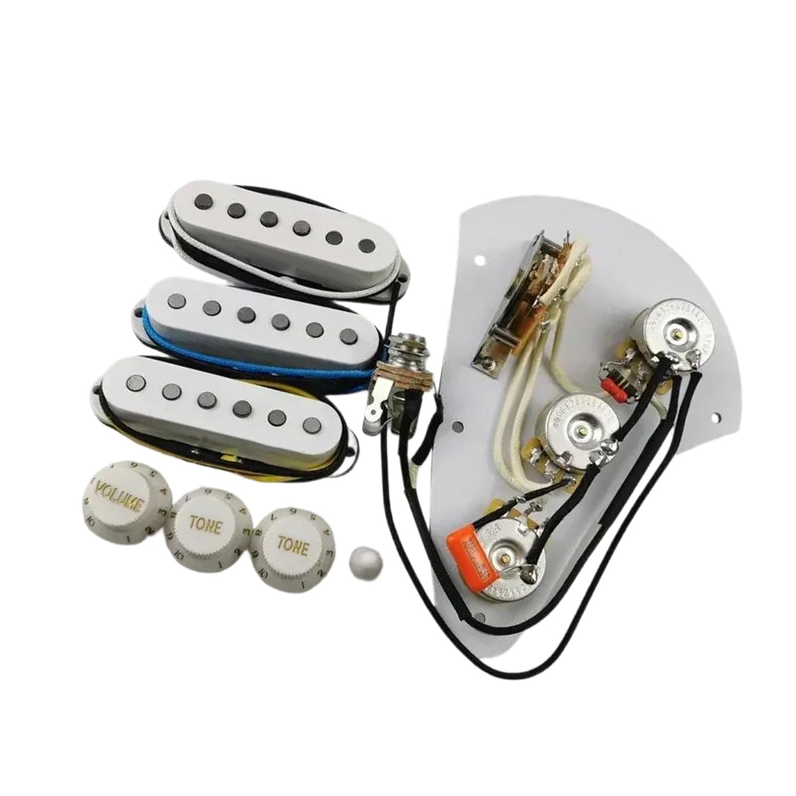 La Haz De Cables 1V2T De La Guitarra De La Sola Bobina De Alnico 5 Equipó De Los Potenciómetros 250K | Arnés de guitarra(White)