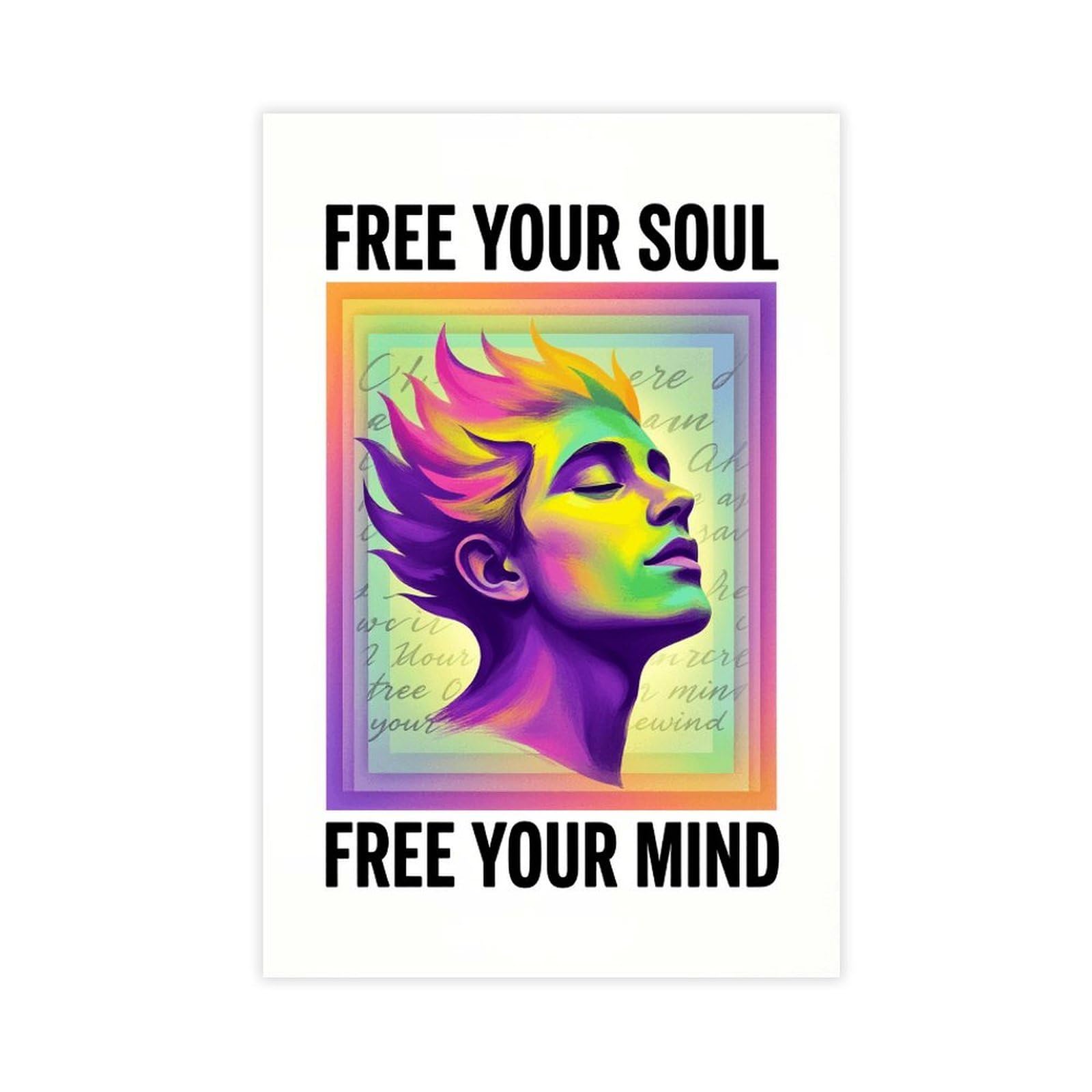 AYINUER Buntes abstraktes Portrait-Leinwand-Poster, Wandkunst, Dekordruck, Gemälde für Wohnzimmer, Schlafzimmer, Dekoration, ungerahmt, Druck-Stil, 61 x 91,4 cm (L x B)