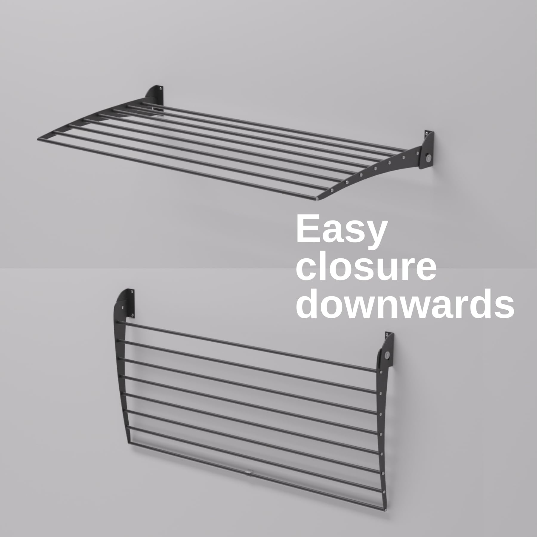 foxydry Fold, Stendibiancheria da parete, Stendino Verticale, Pieghevole da Interno e Esterno in Alluminio e Acciaio 118x50x50 cm (Nero Down, 1x Fold 120)