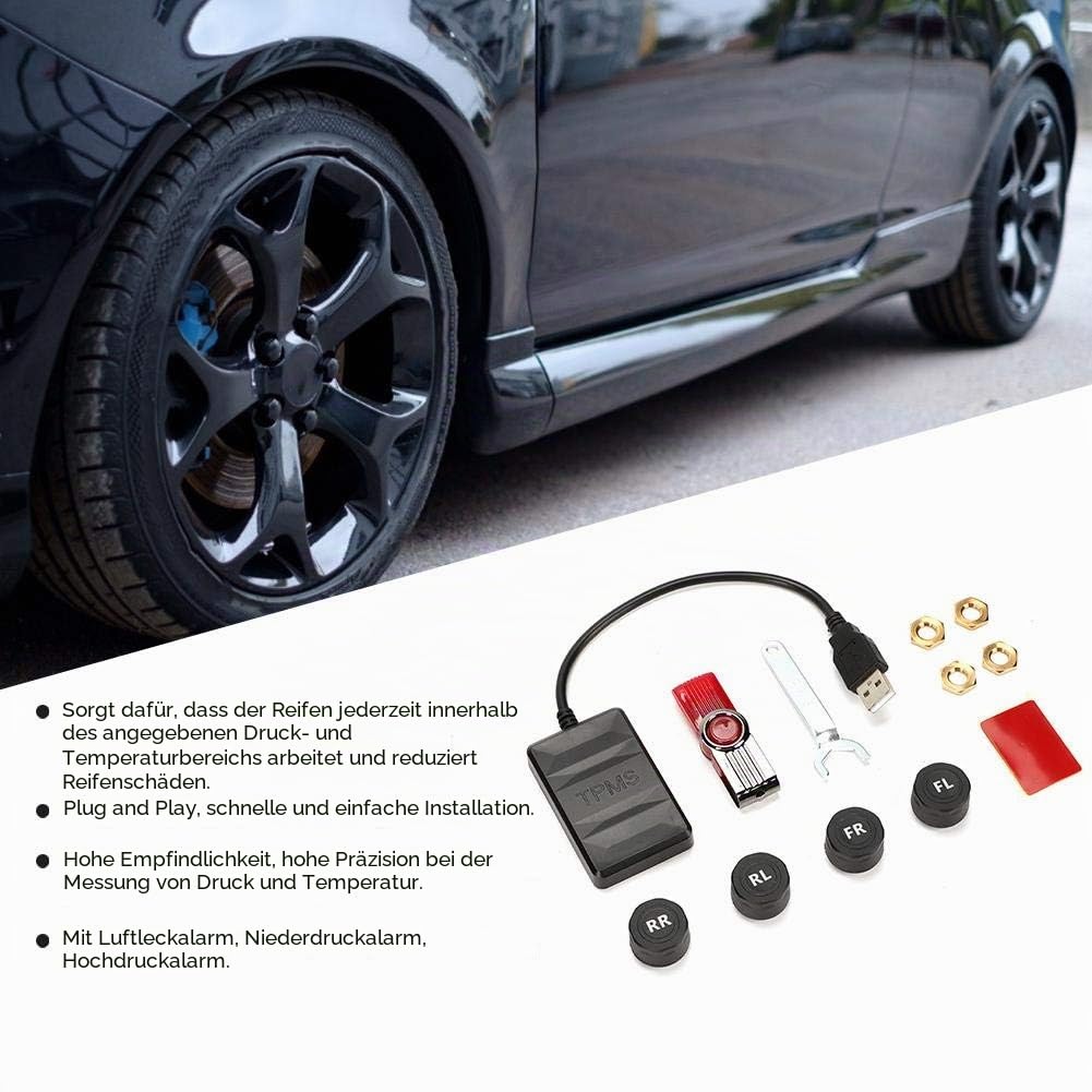 Reifendruckkontrollsystem Auto USB TPMS Überwachungsalarm mit externem Sensor für Android Navigation für alle Autos