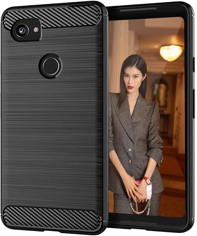 Image of NPRC Hybrid Ultra Slim Protective Case TPU Non-Slip Carbon Fiber Texture Shockproof Case Cover for Google Pixel 2 XL - Black