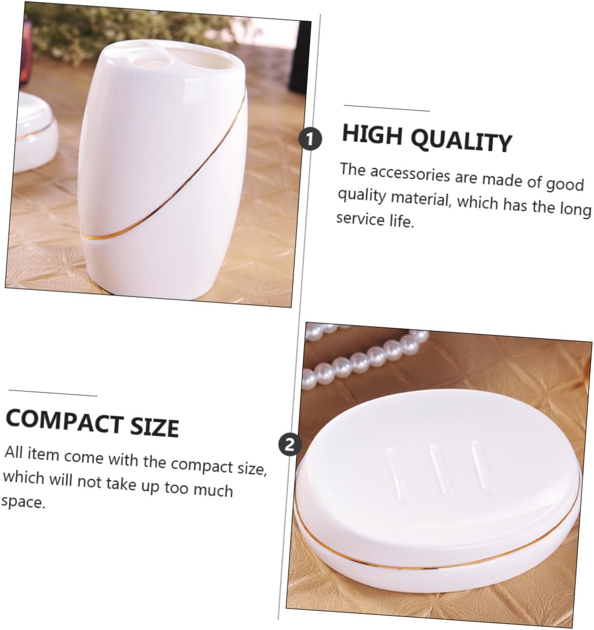 Amosfun 5Pcs Bathroom Accessory Toothbrush Holder Tray Lotion Bottle Mouthwash Cups Space Saving Easy to Clean for Organized Bathrooms