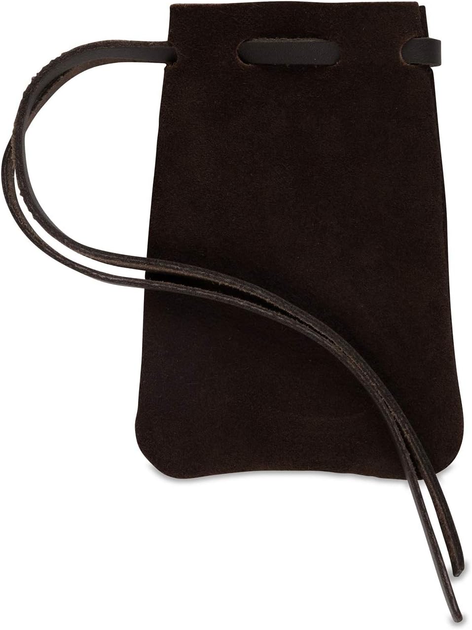 Nabob LeatherDrawstring Pouch, Coin Bag, Medicine Tobacco Pouch Medieval Reenactment, Pouch Size- 4.75" Lenth x 3" Width, Made in U.S.A. (Small, Brown Suade)