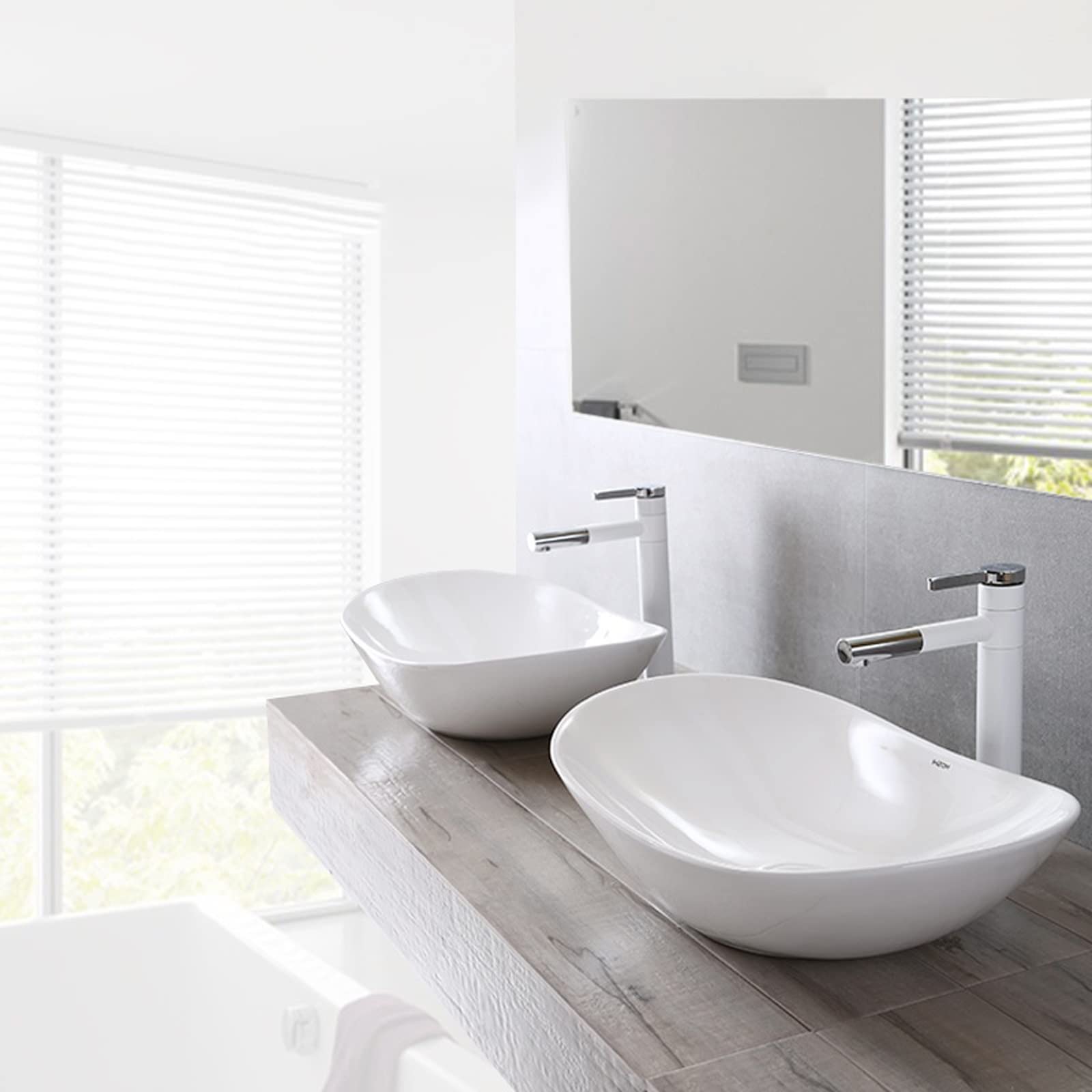 Baño Lavabo 24 "x 14.5" Baño Ovalado Blanco Fregadero Cerámica encimera baño Buque de vanidad Fregadero Fregadero del baño