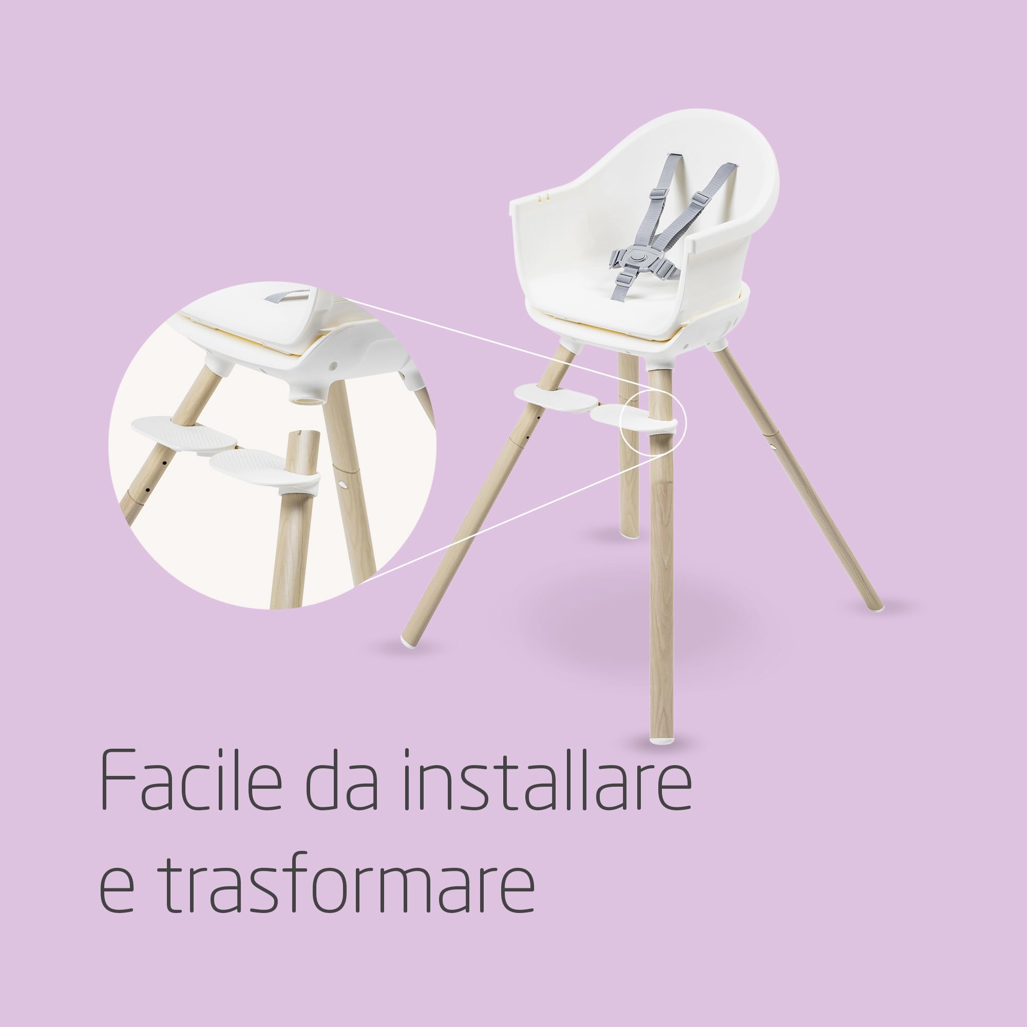 Maxi-Cosi Moa Seggiolone Pappa Evolutivo, 6 Mesi-7 Anni, 0-25 kg, Seggiolone Pappa Bimbi Regolabile, Si Trasforma in Alzasedia, Sgabello e Tavolino con Sedia, Colore Beyond White