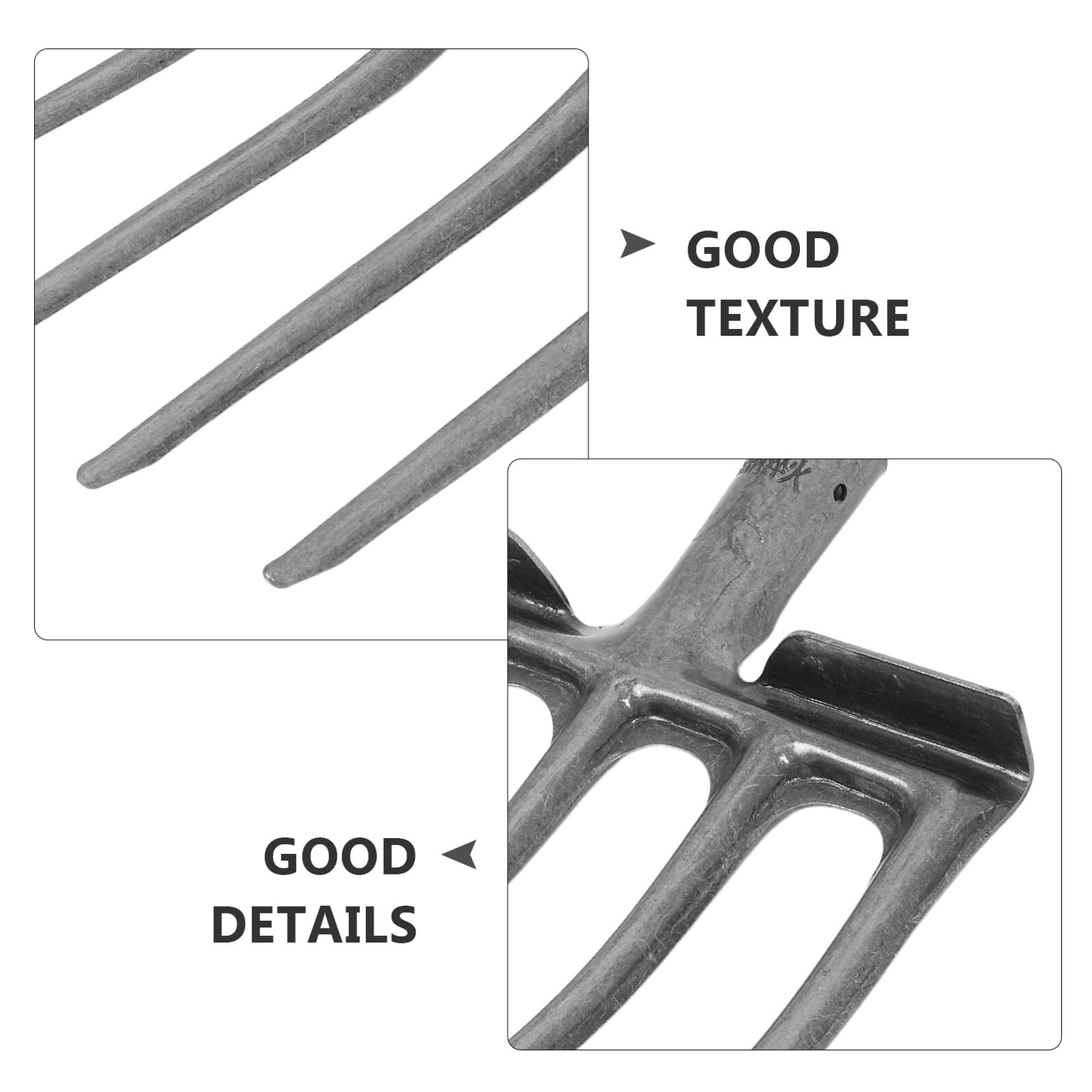 Forcone da Fieno in Acciaio, Testa a 4 Denti, Argento, 1 Pz