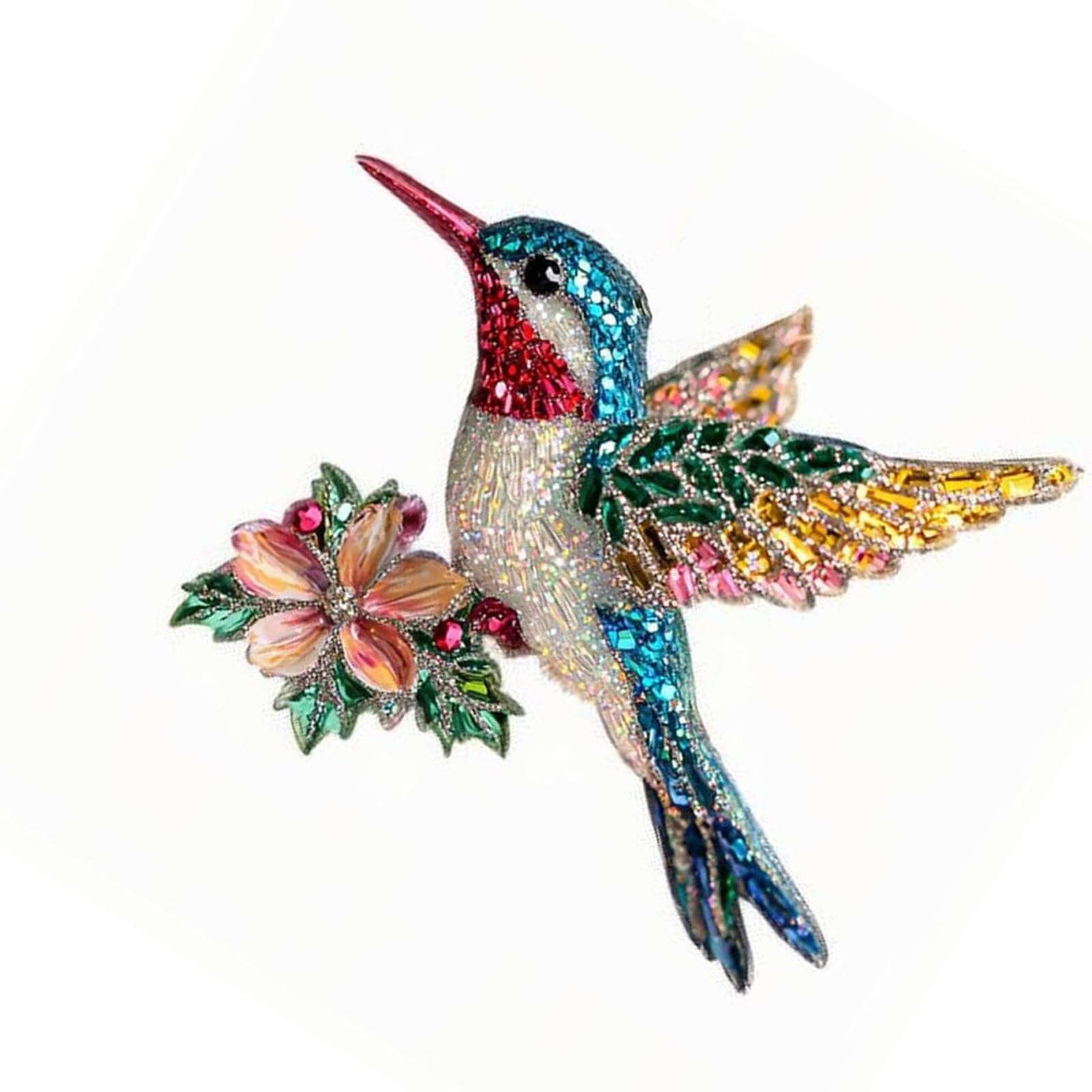 Sparkling Hummingbird Ornament Shatterproof Acrylic Bird Hanging Decoration Christmas Tree Wreath Garden Patio Acrylic Hummingbird Ornament