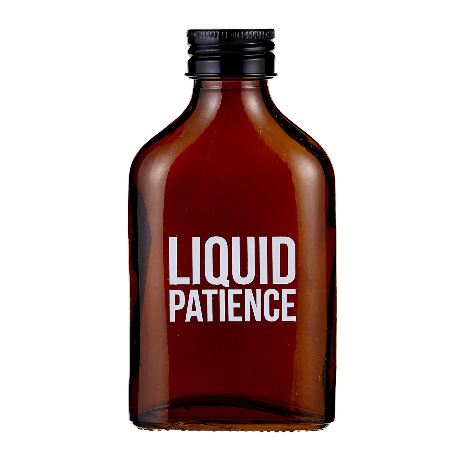 47th & Main Amber Glass Drinking Flask, 5-Ounces, Liquid Patience