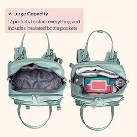 BabbleRoo Diaper Bag Backpack - Baby Essentials Travel Bag - Multi Function Water Resistant Diaper Bag, Travel Essentials Baby Bag with Changing Pad, Stroller Straps & Pacifier Case - Sage Green