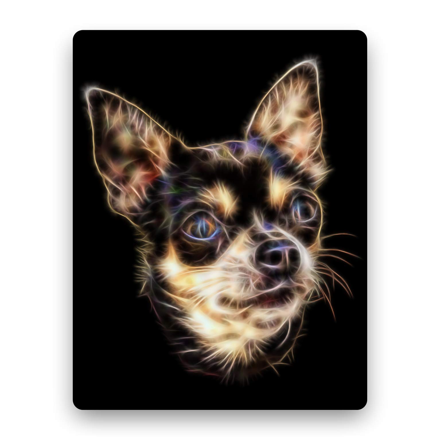 Fractal Artworks Chocolate and Tan Short Haired Chihuahua Metal Wall Plaque with Fractal Art Design S1N1