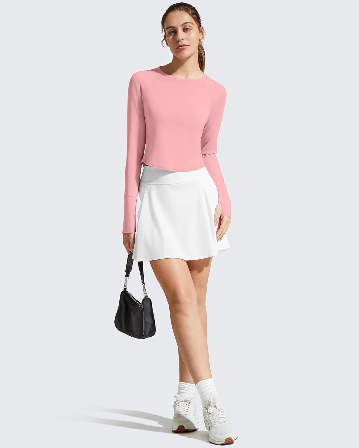 G4Free Long Sleeve Shirts for Women UV Protection Rash Guard Breathable Sun Shirt Running Workout Crop Tops Activewear(Pink,M) - Image 6