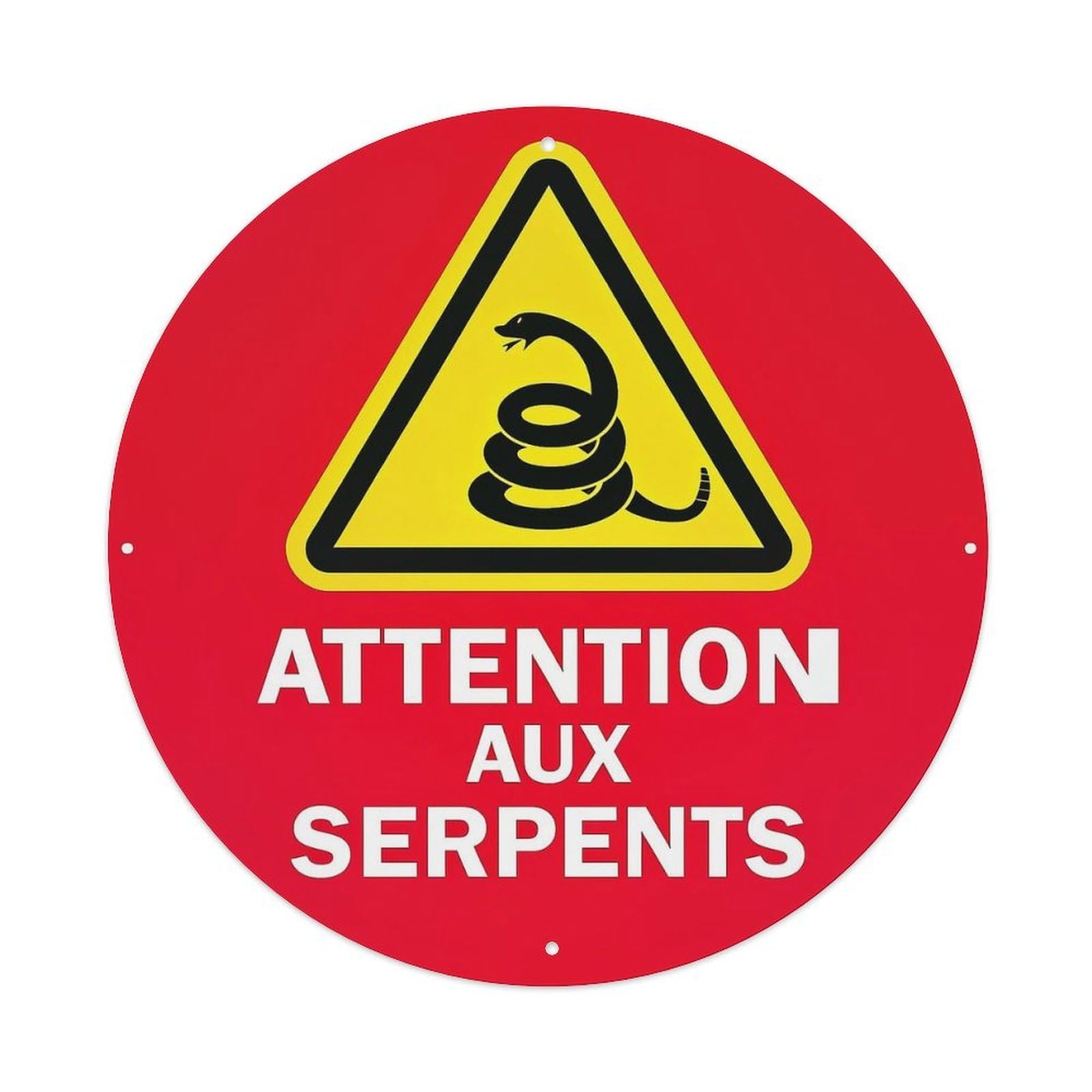 Jdyansheng Vintage Attention Aux Serpents Warning Sign Tin Sign Metal Poster Metal Signs For Home Man Cave Bar Cafe Kitchen Laundry Room Wall Decorations 8X8 Inches