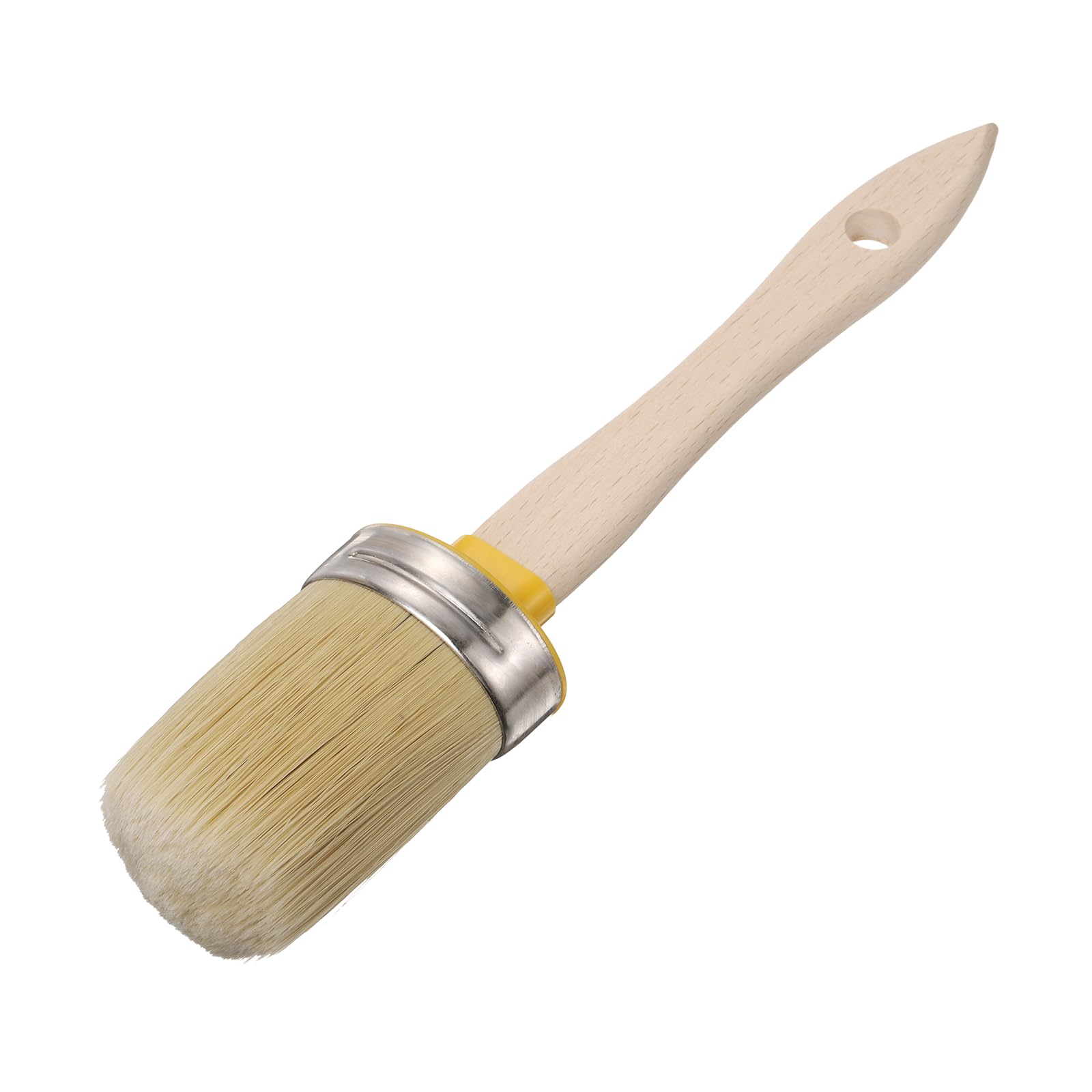 sourcing map Wax Paint Brushes, 2.2 x 1.7 Inch Chalk Stencil Brush, Oval PET Fiber Bristle with Wood Handle, Painting Tool for Furniture DIY Home Decor Art Crafts, Yellow