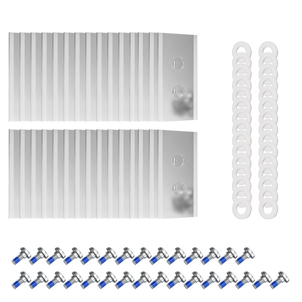 Titanium Coated Blades for Mammotion Luba Yuka Series Robotic Lawnmowers, Heavy Duty Replacement Cutters with Washers and Screws, Durable Garden Mowing Accessory (silver30pcs)